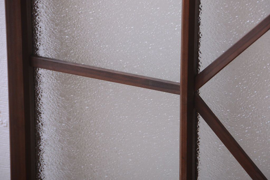 和製アンティーク　モダンなダイヤガラス戸2枚セット