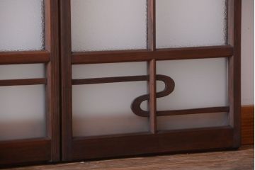 和製アンティーク　モダンなダイヤガラス戸2枚セット