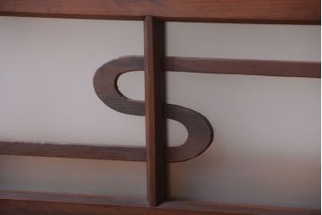 和製アンティーク　モダンなダイヤガラス戸2枚セット