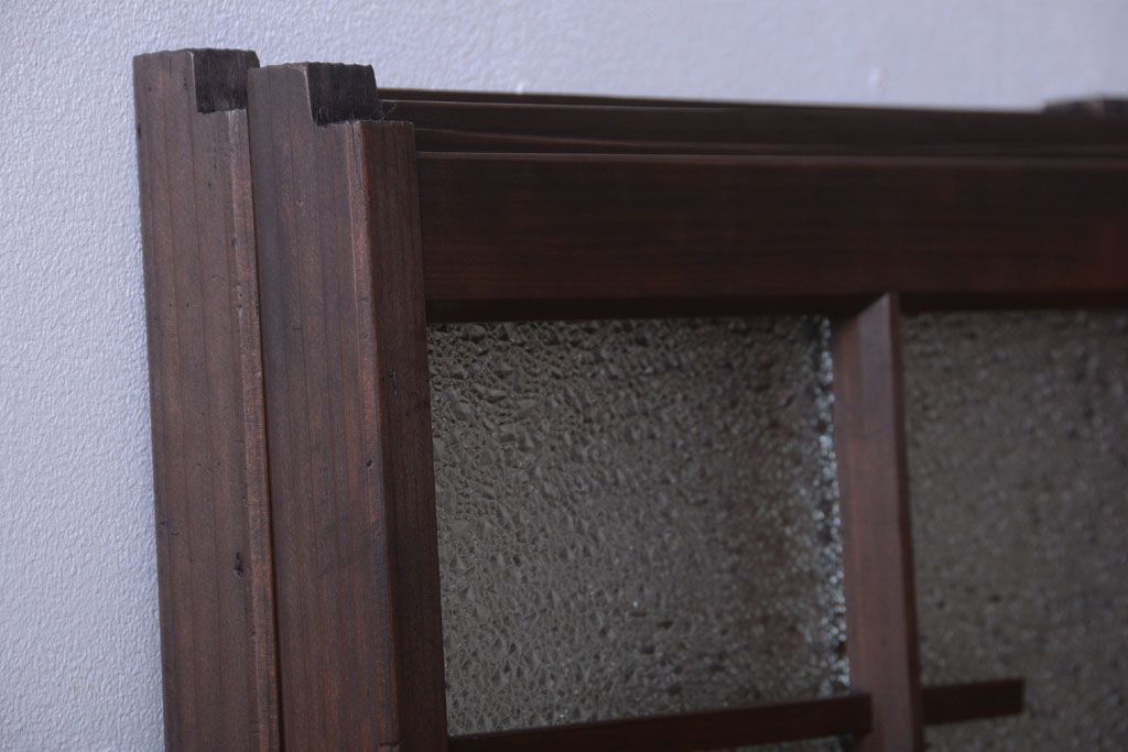 和製アンティーク　モダンなダイヤガラス戸2枚セット