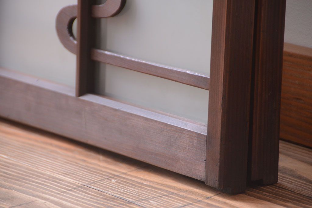 和製アンティーク　モダンなダイヤガラス戸2枚セット