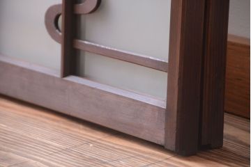 和製アンティーク　モダンなダイヤガラス戸2枚セット