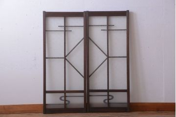 和製アンティーク　モダンなダイヤガラス戸2枚セット