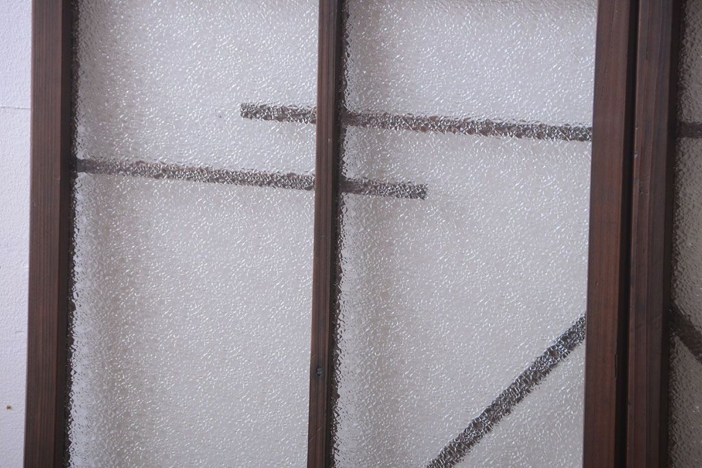 和製アンティーク　モダンなダイヤガラス戸2枚セット