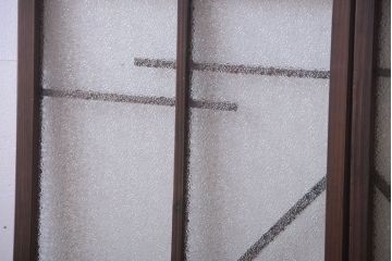 和製アンティーク　モダンなダイヤガラス戸2枚セット