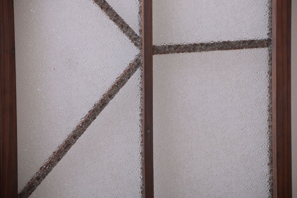 和製アンティーク　モダンなダイヤガラス戸2枚セット