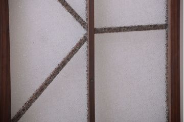 和製アンティーク　モダンなダイヤガラス戸2枚セット