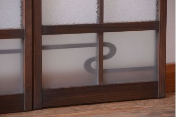 和製アンティーク　モダンなダイヤガラス戸2枚セット