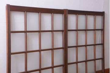 和製アンティーク　市松模様のガラス格子戸2枚セット(窓)