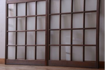 和製アンティーク　市松模様のガラス格子戸2枚セット(窓)