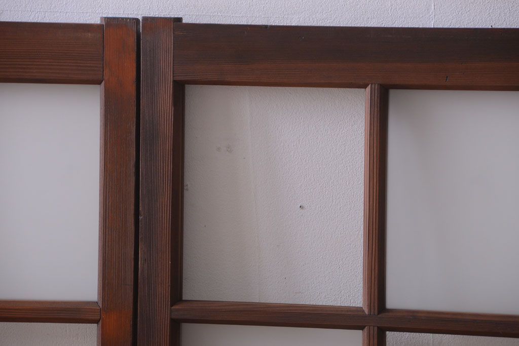 和製アンティーク　市松模様のガラス格子戸2枚セット(窓)