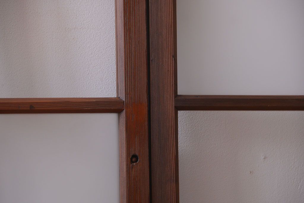 和製アンティーク　市松模様のガラス格子戸2枚セット(窓)