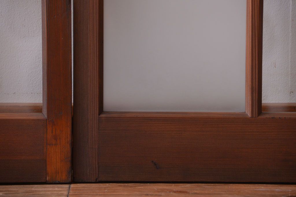 和製アンティーク　市松模様のガラス格子戸2枚セット(窓)