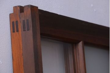 和製アンティーク　市松模様のガラス格子戸2枚セット(窓)