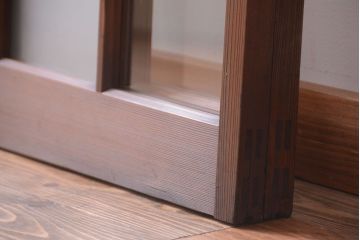 和製アンティーク　市松模様のガラス格子戸2枚セット(窓)