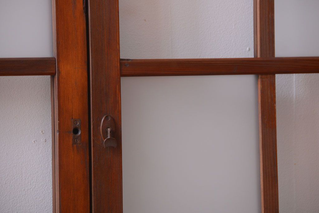 和製アンティーク　市松模様のガラス格子戸2枚セット(窓)