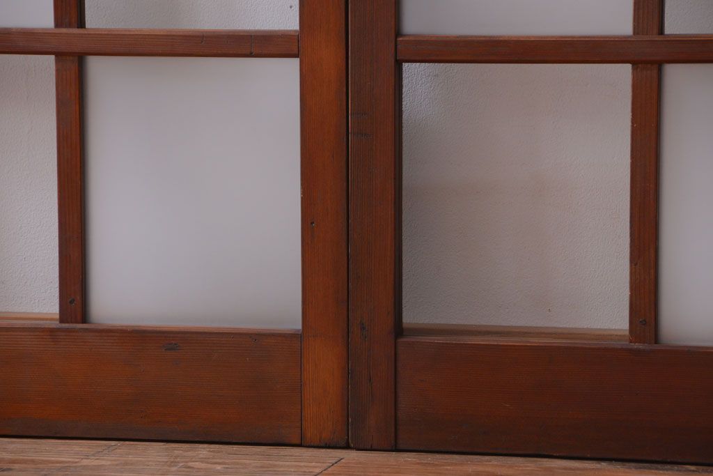 和製アンティーク　市松模様のガラス格子戸2枚セット(窓)