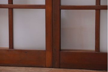 和製アンティーク　市松模様のガラス格子戸2枚セット(窓)
