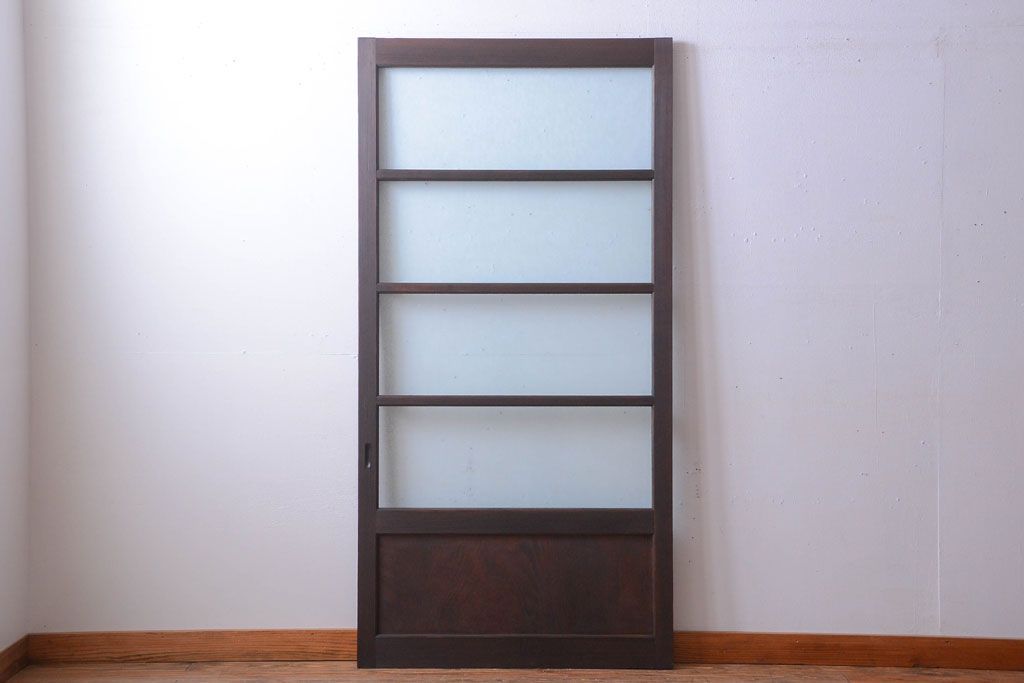 和製アンティーク　結霜ガラス入り!古い木の上質な引き戸