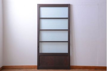 和製アンティーク　結霜ガラス入り!古い木の上質な引き戸