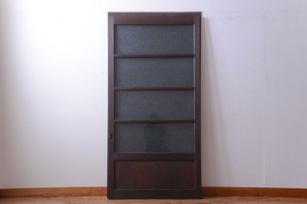 和製アンティーク　結霜ガラス入り!古い木の上質な引き戸