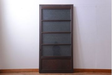 和製アンティーク　結霜ガラス入り!古い木の上質な引き戸