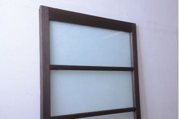 和製アンティーク　結霜ガラス入り!古い木の上質な引き戸