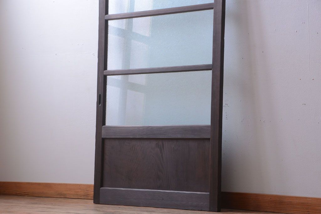 和製アンティーク　結霜ガラス入り!古い木の上質な引き戸