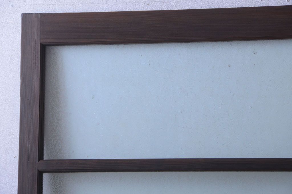 和製アンティーク　結霜ガラス入り!古い木の上質な引き戸