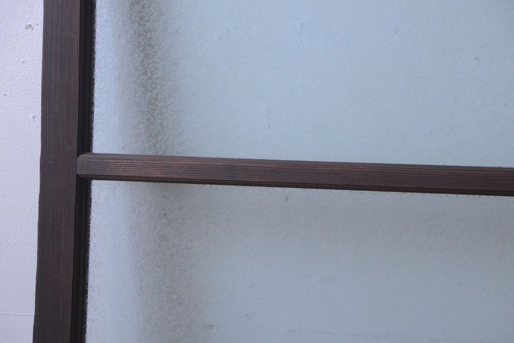 和製アンティーク　結霜ガラス入り!古い木の上質な引き戸