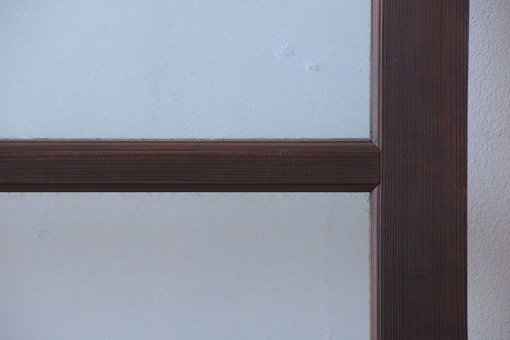 和製アンティーク　結霜ガラス入り!古い木の上質な引き戸