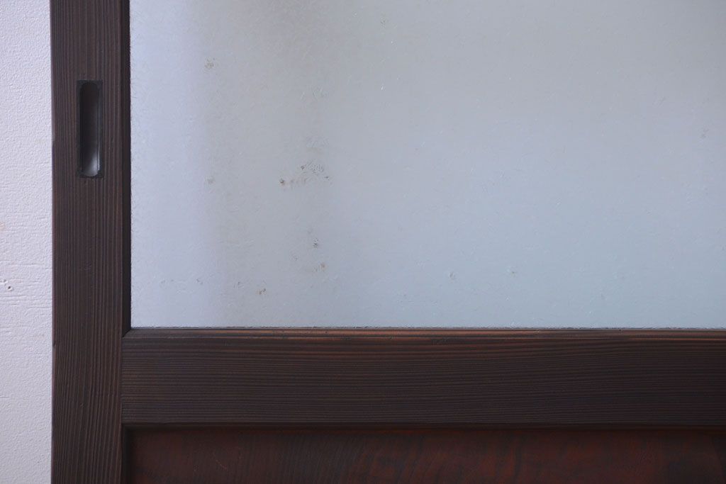 和製アンティーク　結霜ガラス入り!古い木の上質な引き戸