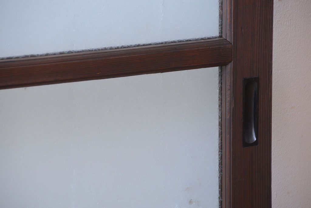 和製アンティーク　結霜ガラス入り!古い木の上質な引き戸