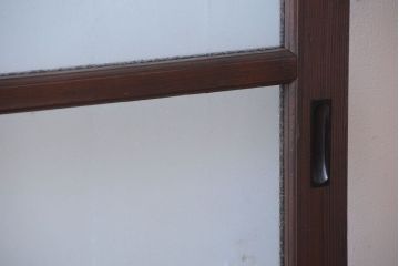 和製アンティーク　結霜ガラス入り!古い木の上質な引き戸