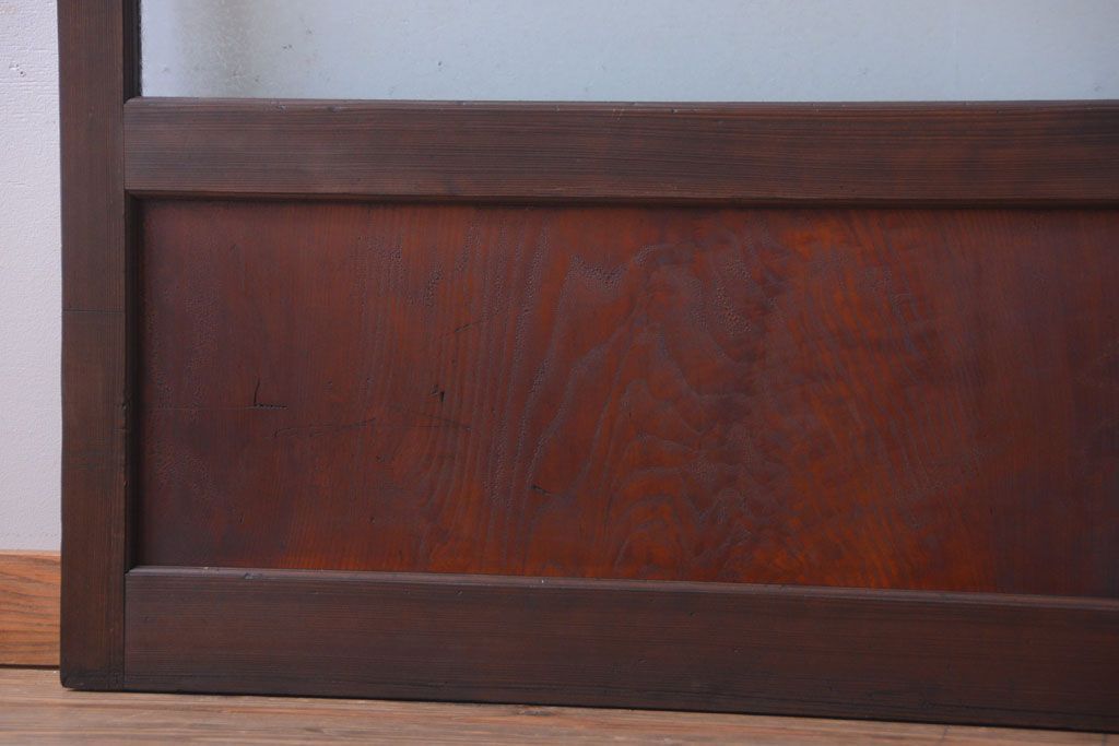 和製アンティーク　結霜ガラス入り!古い木の上質な引き戸