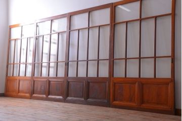 アンティーク　春慶塗が美しい上質なガラス戸4枚セット