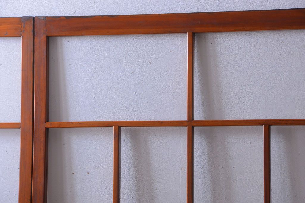 アンティーク　春慶塗が美しい上質なガラス戸4枚セット