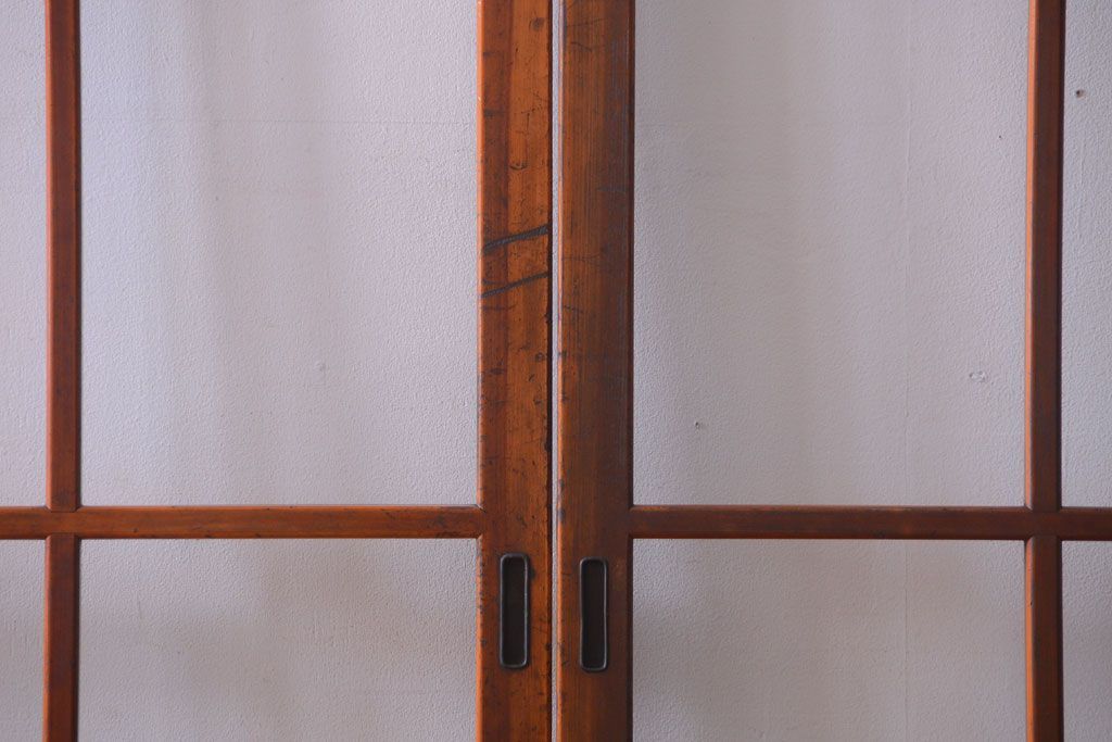 アンティーク　春慶塗が美しい上質なガラス戸4枚セット