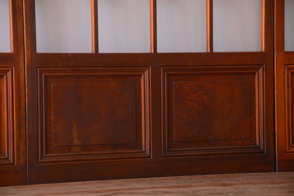 アンティーク　春慶塗が美しい上質なガラス戸4枚セット