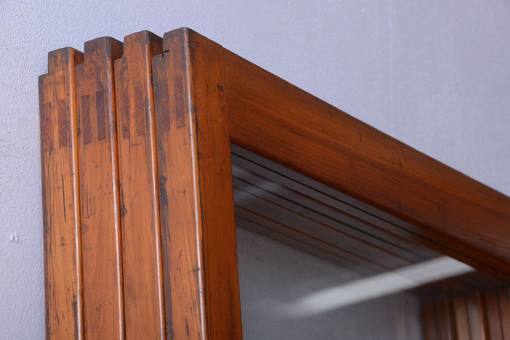 アンティーク　春慶塗が美しい上質なガラス戸4枚セット