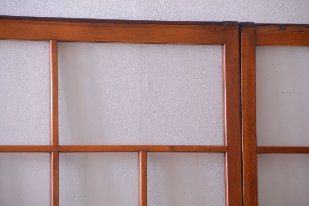 アンティーク　春慶塗が美しい上質なガラス戸4枚セット