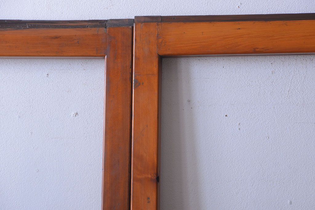 アンティーク　春慶塗が美しい上質なガラス戸4枚セット