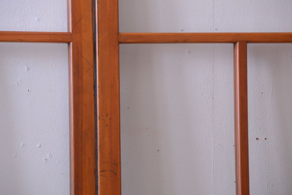 アンティーク　春慶塗が美しい上質なガラス戸4枚セット