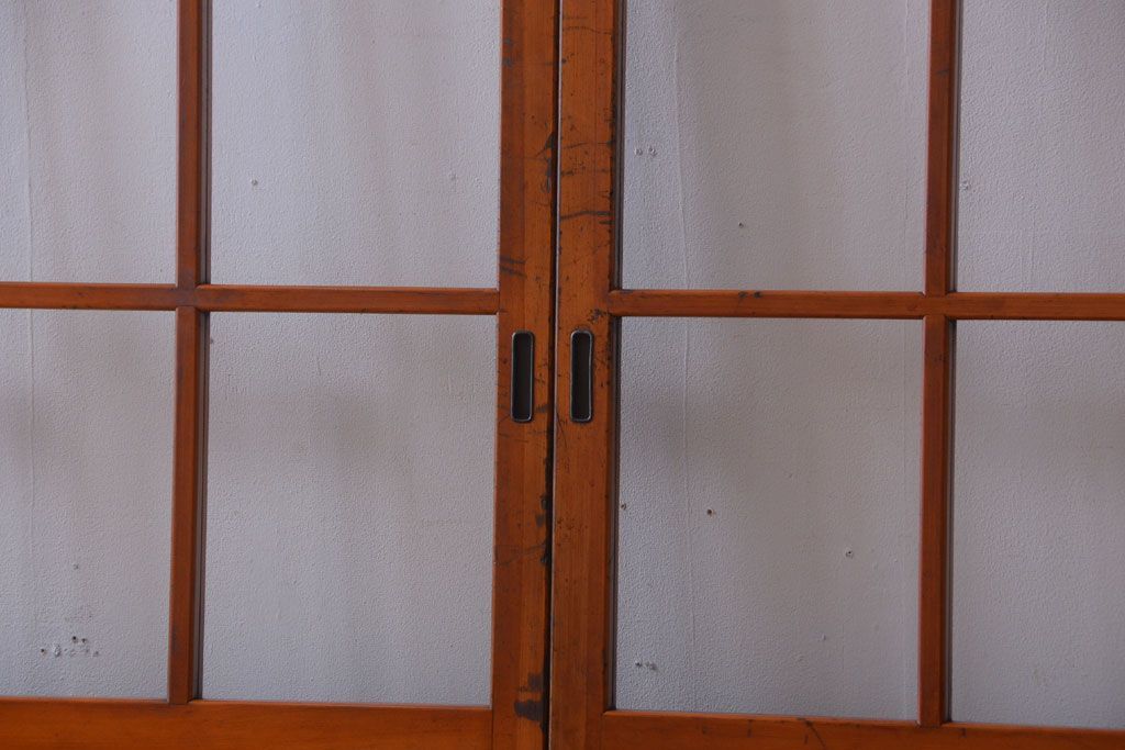 アンティーク　春慶塗が美しい上質なガラス戸4枚セット