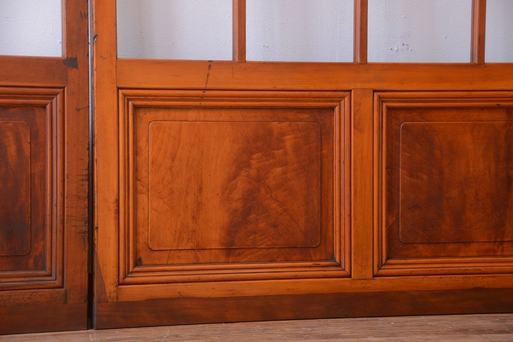 アンティーク　春慶塗が美しい上質なガラス戸4枚セット