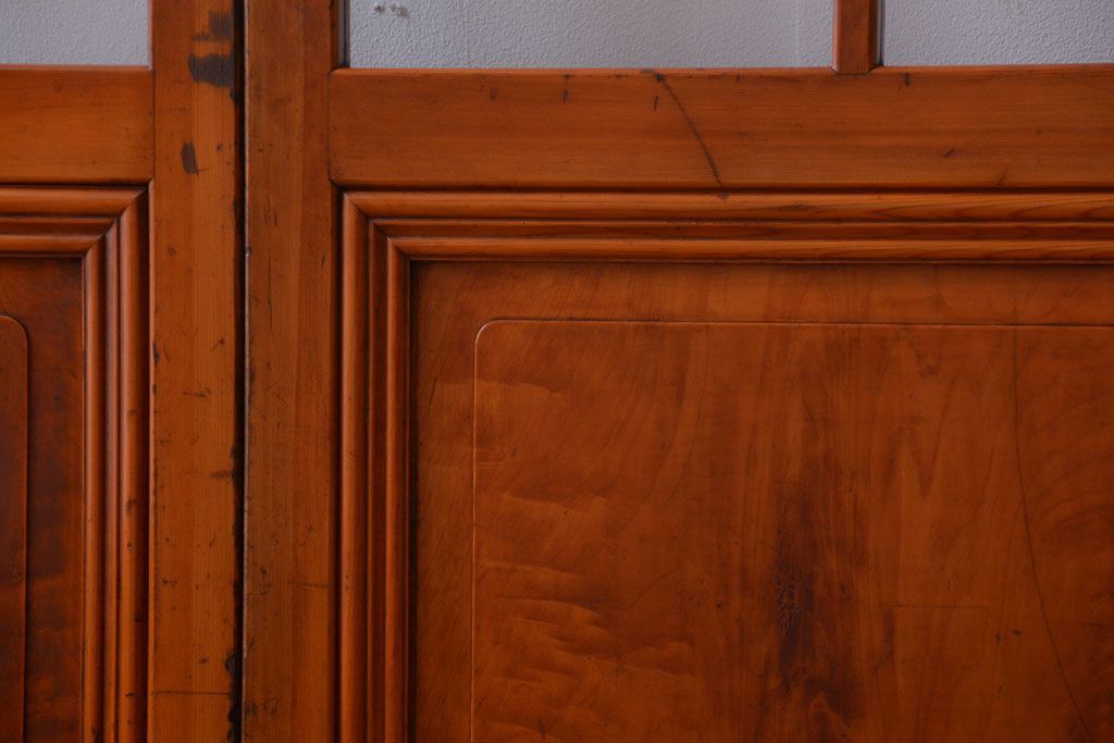 アンティーク　春慶塗が美しい上質なガラス戸4枚セット