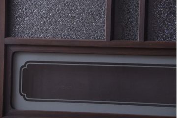 アンティーク　ダイヤガラス入り変わり型引き戸2枚セット