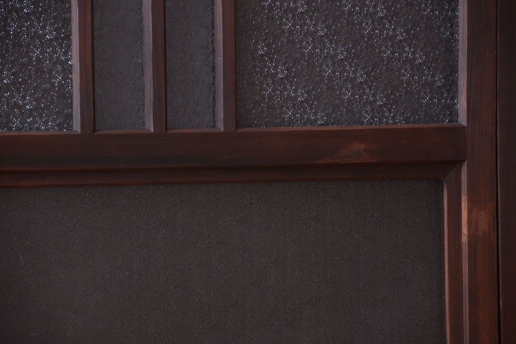 アンティーク　ダイヤガラス入り変わり型引き戸2枚セット