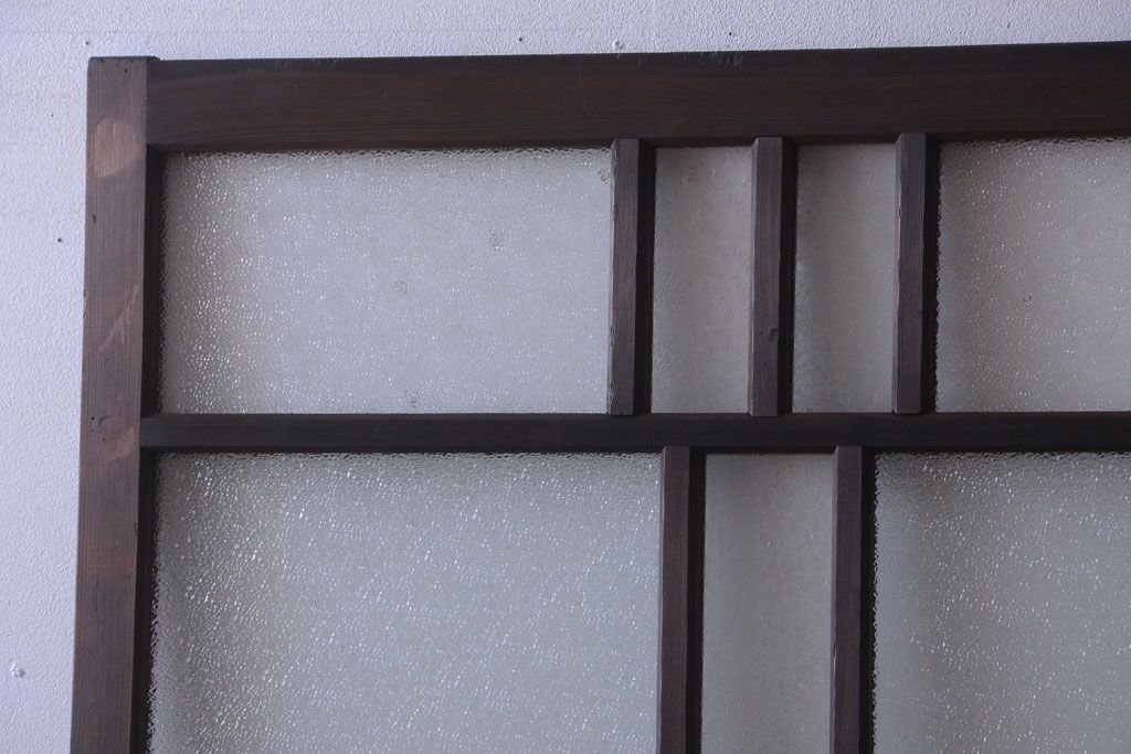 アンティーク　ダイヤガラス入り変わり型引き戸2枚セット