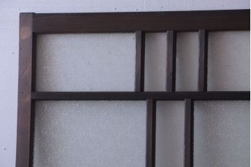 アンティーク　ダイヤガラス入り変わり型引き戸2枚セット